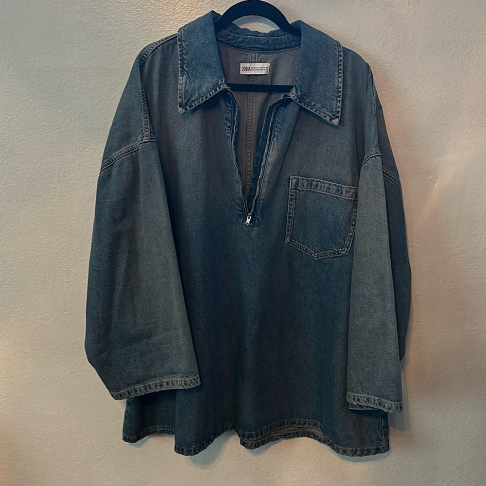 Zara Denim Popover Smock